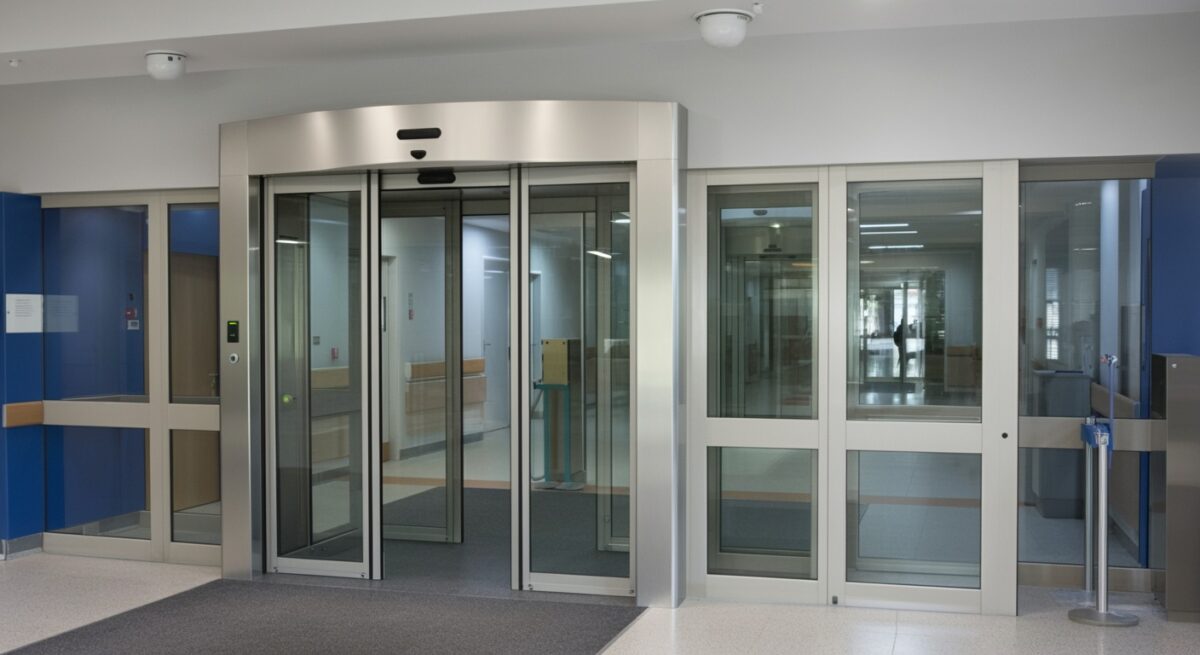a man is opening a door to a building