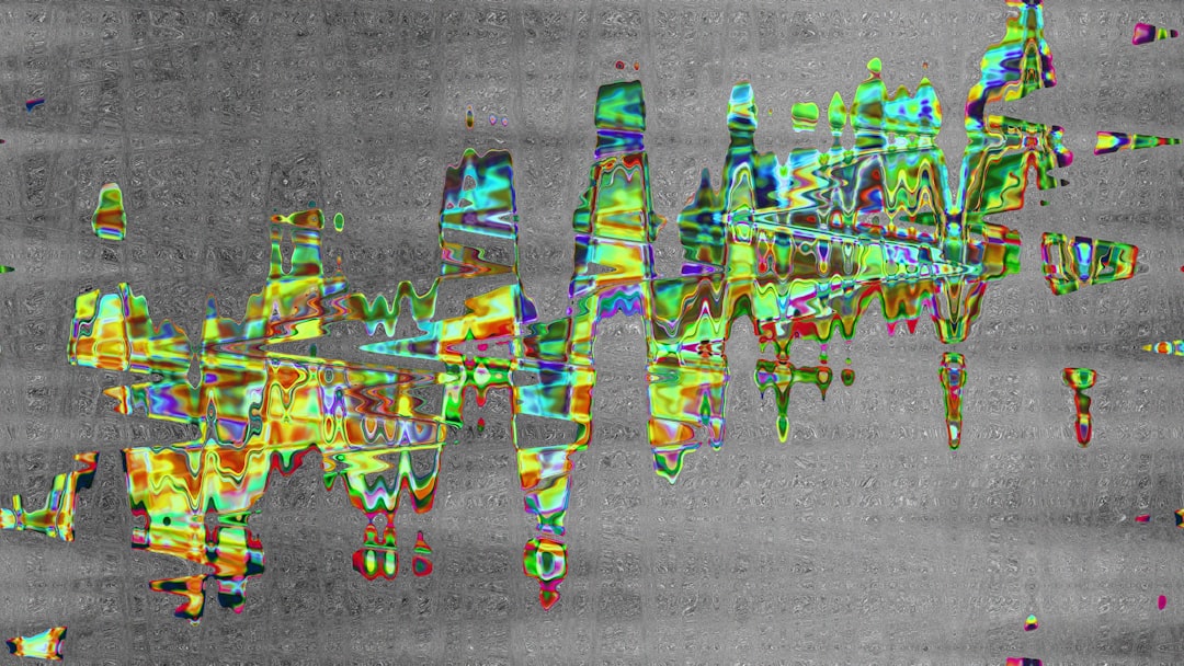 Abstract colorful wavy lines on gray background